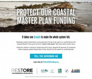 Ad - Protect our coastal master plan funding