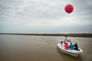 The cameras are attached to the weather balloon used to map the new land. © AnnieLaurie Erickson February 21, 2016.