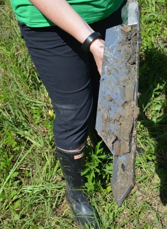 A sediment core from the shows clay deposition in the spillway.