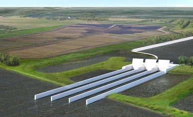 A rendering of what a future sediment diversion project may look like. Credit: CPRA